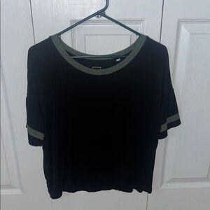 black and green, medium crop top